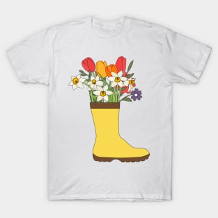 Flowers in rain boots T-Shirt